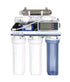 Sistema de osmosis inversa de 6 etapas con ultravioleta Purikor capacidad de 50 GPD